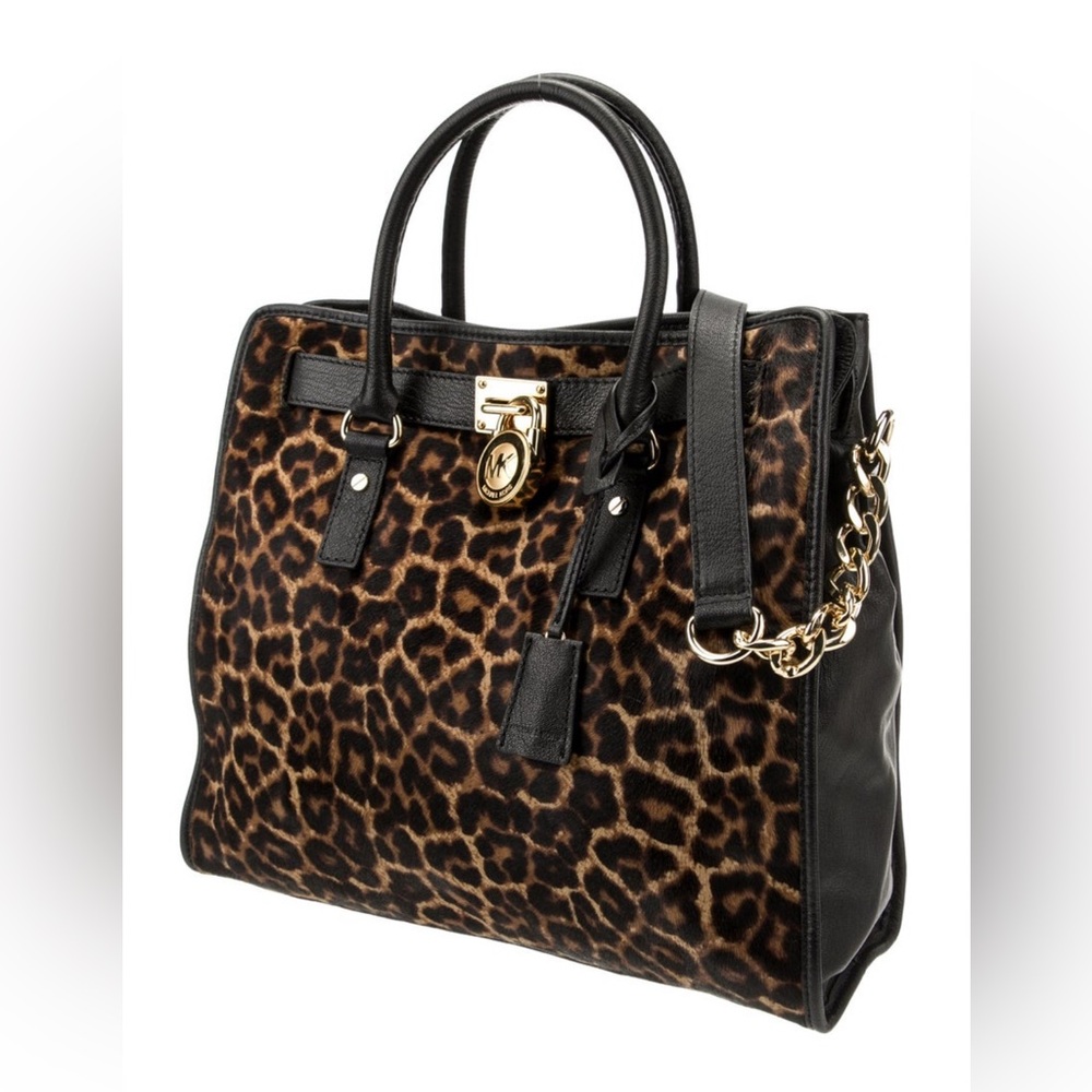Unique Michael Kors Leopard Print Pony hair tote/shoulder bag